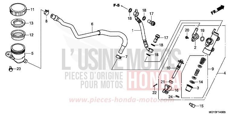 MAITRE-CYLINDRE FREIN AR. von VFR800X „Crossrunner“ MAT BULLET SILVER (NH389) von 2013